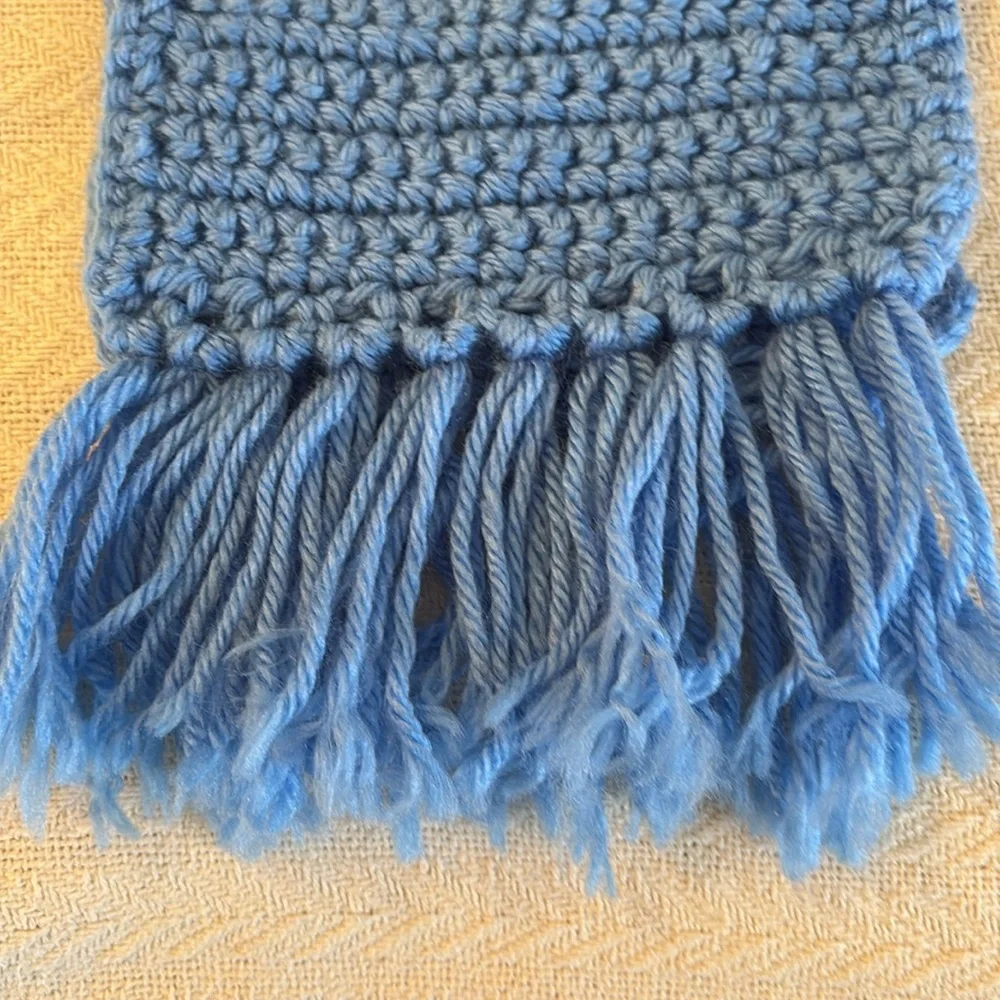 Handmade crochet blue scarf. 42-44 in. Long